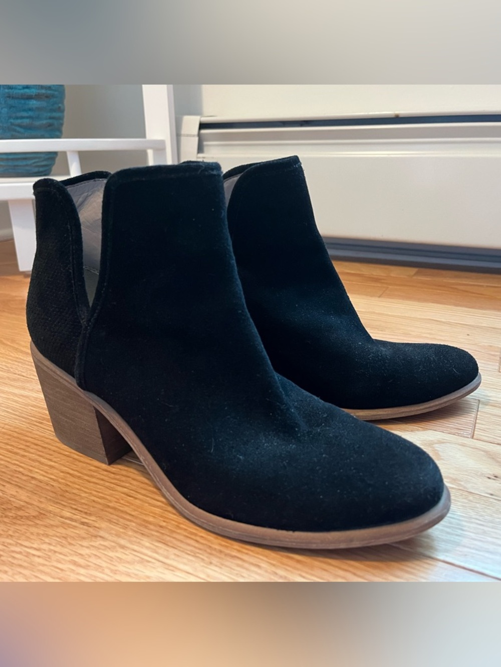 Nordstrom BP Barris Black Suede Block Heel Ankle Booties